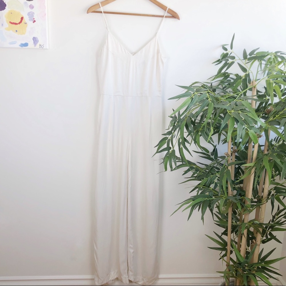 H&M Silk/Satin White Jumpsuit-4